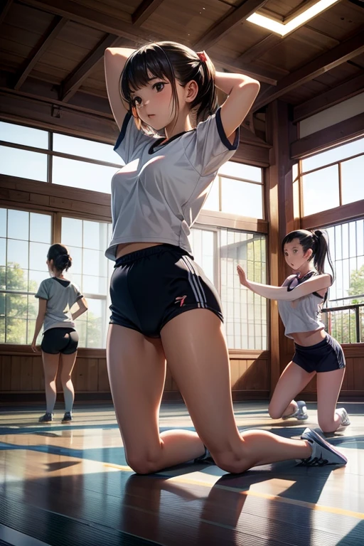 Woman practicing physical exercises