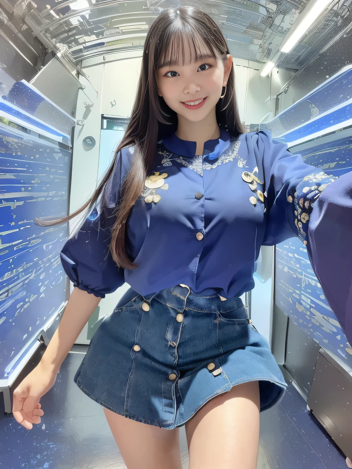 (((cute girl room background 3.0)))、((Inside a room lined with futuristic furniture))(((best image quality、highest resolution、greatest masterpiece、8k)))、(((Detailed Faces)))(((cute face)))(((Baby Face)))(((Young contour)))((( Lovely facial features)))、((( Blizzard 10 )))(((model body type)))((( Perfect pose line)))、(((Big Breasts 1.0)))((( Detailed Body .5)))、(((Long Straight Hair))))(((Fantastic front))(((lapis lazuli and blue tourmaline oversized button blouse 5.0)))(((Sumptuously Decorated Spring Blouse)))、((micro mini skirt)) (((Mesmerizing the viewer)))(((dynamic poses 2.0))) (((happy smile)))(((bright and active)))((Cute3.0))(((casual 3.0)))(((vibrant Milan fashion)))