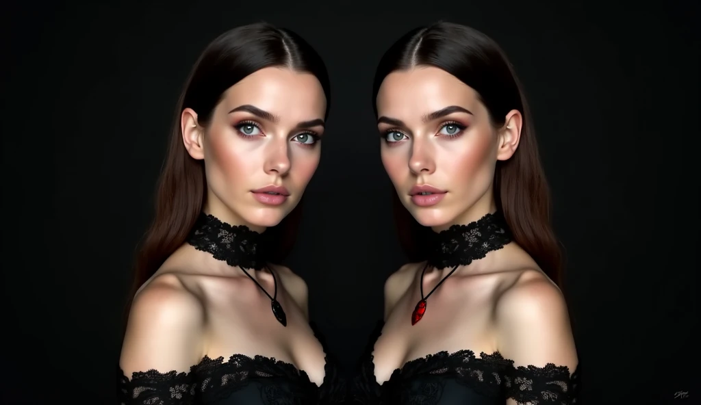 sarah: female, beautiful vampire, pale skin, fire eyes, attacking the neck of a man