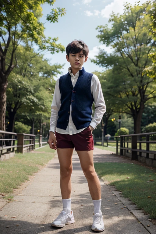 20 years boy with full uniform inshirt and brown socks