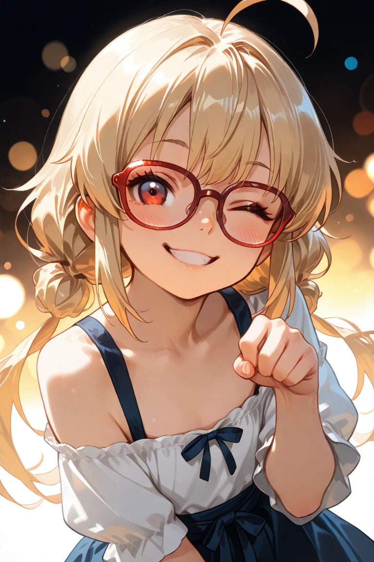 Close-up of a doll with a red coat and red bow, style as nendoroid, nendoroid, good smile company anime style, nendroid, Nendoroid 3D, with index finger, pathfinder nendoroid, good smile company, Red uniform, watercolor Nendoroid, Karl Marx's anime Nendoroid