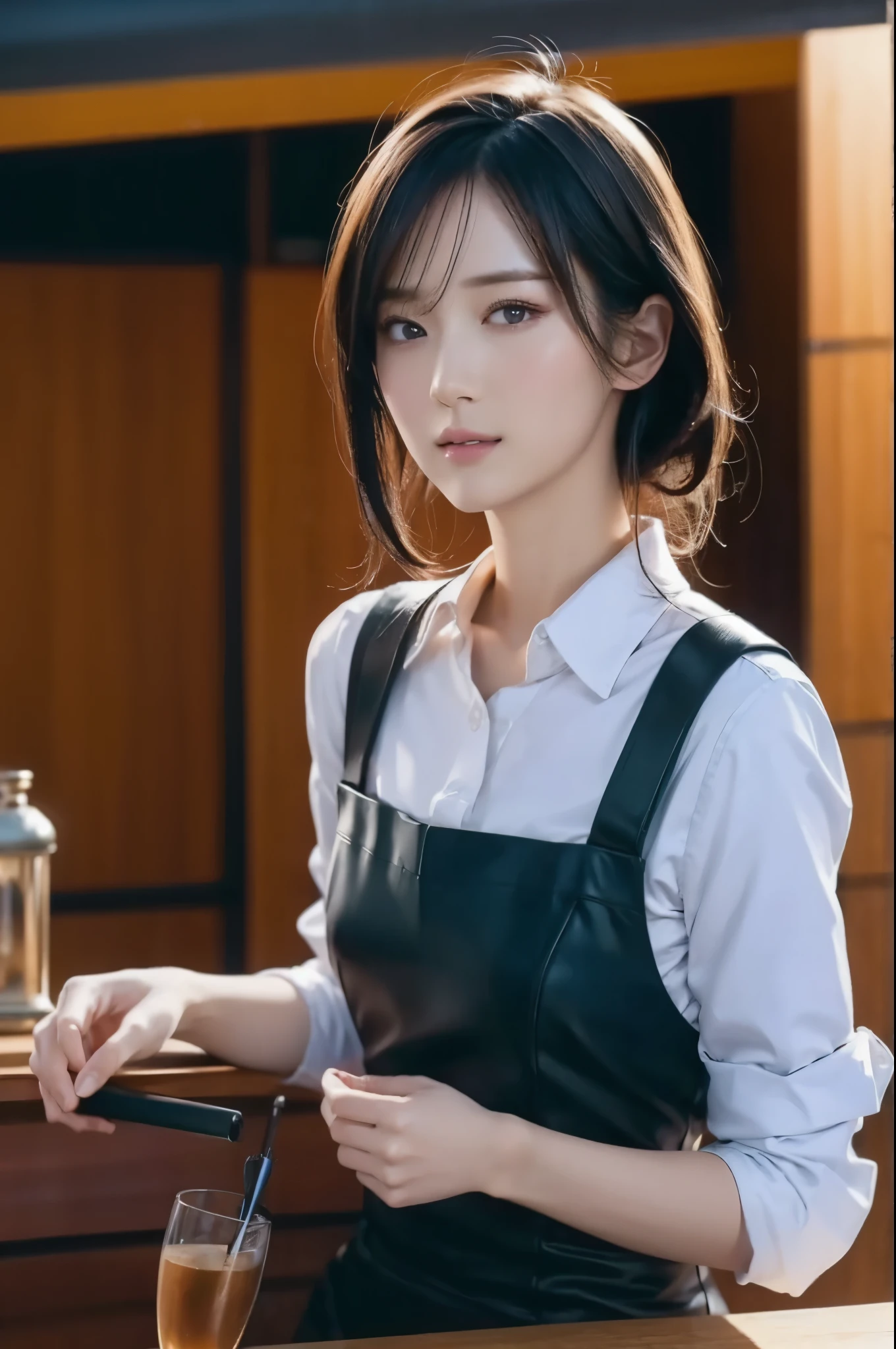 Portrait of a person with a natural background with excessive fingers erased、realistic、high resolution、Extremely tight、high detail、Strong Light、dark tones、Professional、Like Photos