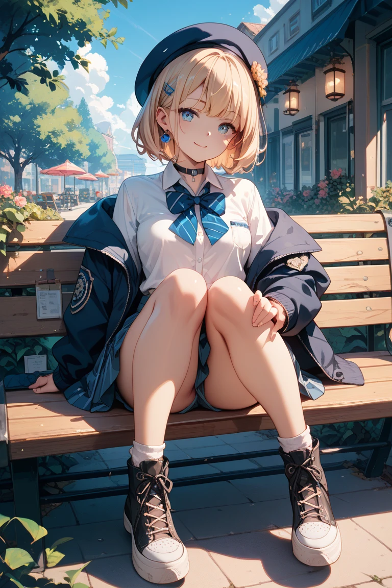 (Masterpiece, highest quality, high resolution, realistic photo, realistic skin:1.1),. 
(Woman sitting on park bench late at night:1.5), 
(Woman has her legs crossed and her panties are visible:1.8),
(smiling expression:1.5),
(woman wearing a black long-sleeved hoodie:1.5), 
(wearing a red pleated miniskirt:1.5),
(wearing brown knee-length boots on both feet:1.8),
(panties are simple pink cotton: 1.5),
(Long blond hair: 1.5),
(Young face: 1.5),
(Location: park bench surrounded by trees late at night: 1.5),
1 Japanese female, solo, full-bodied Esbian, beautiful eyes, glowing eyes, glowing thighs, NSFW.