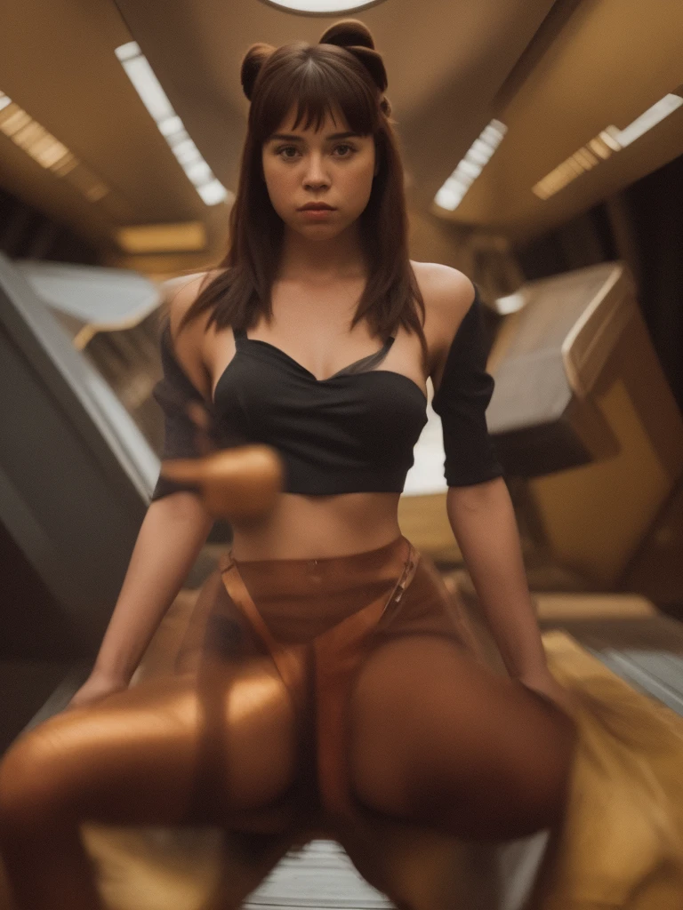 ((masterpiece), (solo character), (photorealistic:1.4), ),(best quality), (jennlaw), (epiCRealLife), (Jennifer Lawrence in jedioutfit), (Jennifer Lawrence big breasts), (Jennifer lawarence show cleavage), (lora:epiCFlashPhoto),(flashphoto), (flash photography) , (look at viewers), (at night), (night time),, (photoshoot), (Star wars theme), (different close upcamera angle shots) (boots), (light smile), (in a star war starship cockpit), (close up photo shots)