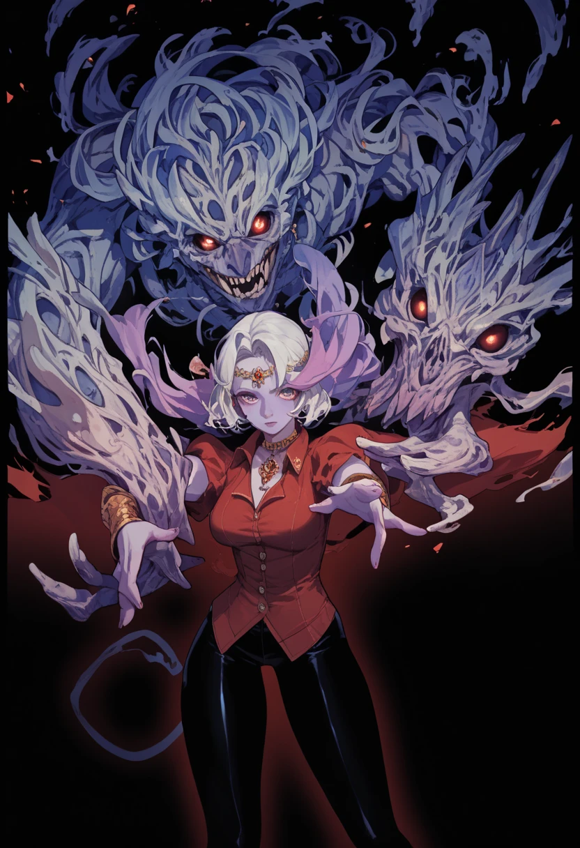 a black and white comic book image of a terrified blonde woman running from a werewolf