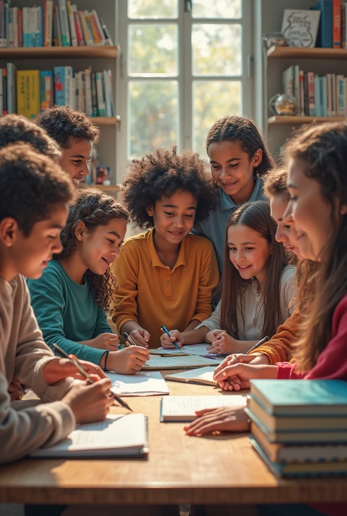 Design a representative photo of class 5B, the letter 5B stands out on a funny background of books and pens