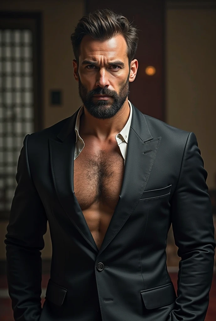 40 years old,daddy,"satin suit ",hd ,in the office,"big muscle", gay ,black hair, face,masculine,strong man,boss ,handsome,lecherous dad, ,dad is handsome, horny dad, very big bulge in satin suit trousers, musculer chest, big well maintained beard, moustache, boss, sexy, thick thighs