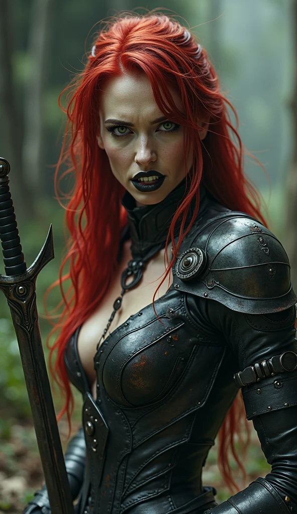 long light brown hair, (full body portrait:1.3), psychopath horned demoness with blood flowing over her dark metal armor, scary, Eerie, unsettling, dark, hyperdetailed photography, best quality, photo, 8k uhd, high quality, Sharp focus, High Detail, masterwork, dramatic, snow white skin, dynamic, dramatic, sensual, dynamic pose, highly detailed skin with hair, subcutaneous veins, light and shadow play, highly detailed,24mm photograph, film, bokeh, professional, 4k,