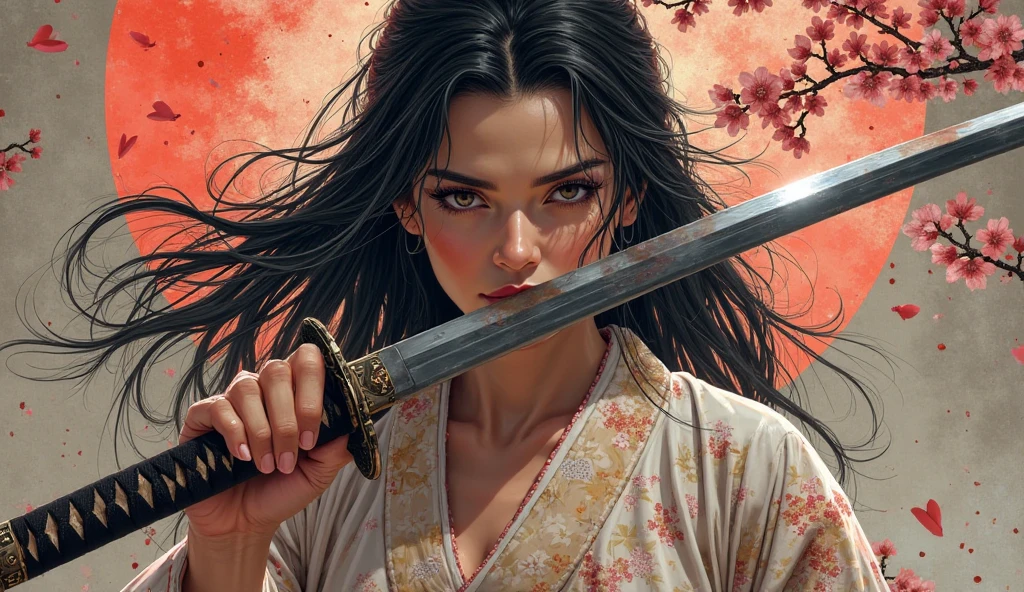 Ink wind,Ink strokes,Male samurai,Hairline,Armor black,red tint,Long knives,Broken flag
