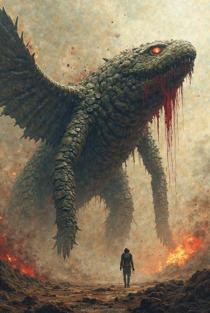 Wayne Barlowe style, masterpiece, oil on canvas, brimstone Volkshalle viewed from afar, capital of hell, evil cavernous cityscape, ancient:technology obsidian architecture <lora:Wayne_Barlowe_ArtStyle:1> <lora:more_details:1>