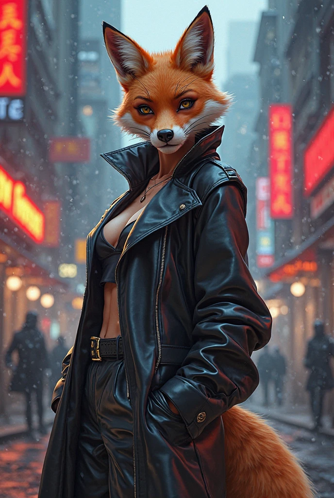 cat with furry features, short ginger hair, ((((mouth with hairballs))), her coat is predominantly ginger with yellow stripes, (((blue eye color))), her body is humanized, wearing a cropped top black, no pants, showing a sensual and thirsty expression, crouched with his back on top of a wall, night city in the background, furry style, 3d style, disney style, (((focused face)))