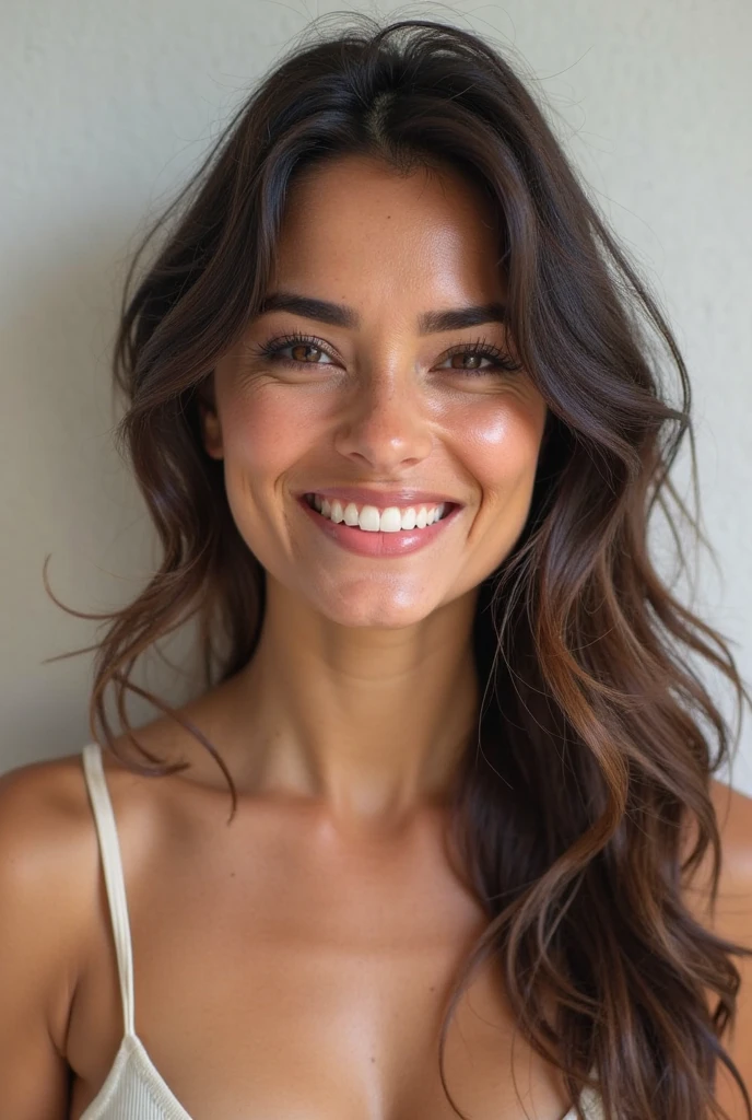 Photo pour un post instagram avec une jolie femme de 25 ans brune type latina 
