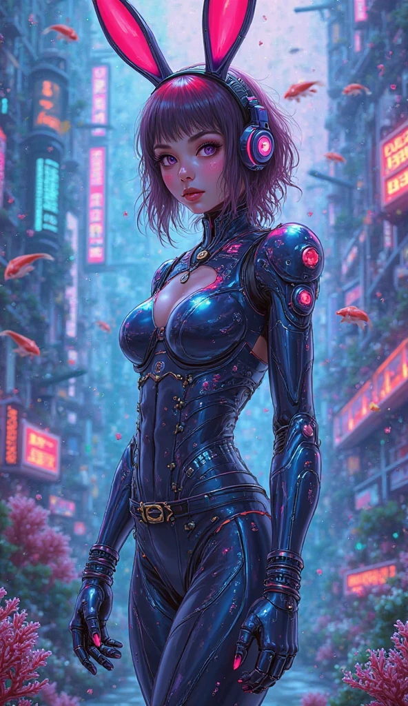 cyberpunk girl, cybernetic lawyer, full body shot, digital painting, sci-fi, hi-tech implants, digital law books in hand, elegany suit, strong contrast lighting, light neon cyberpunk city in day background, complex intricate details, cinematic dramatic composition, hyper realistic, 8k, photorealistic, masterpiece