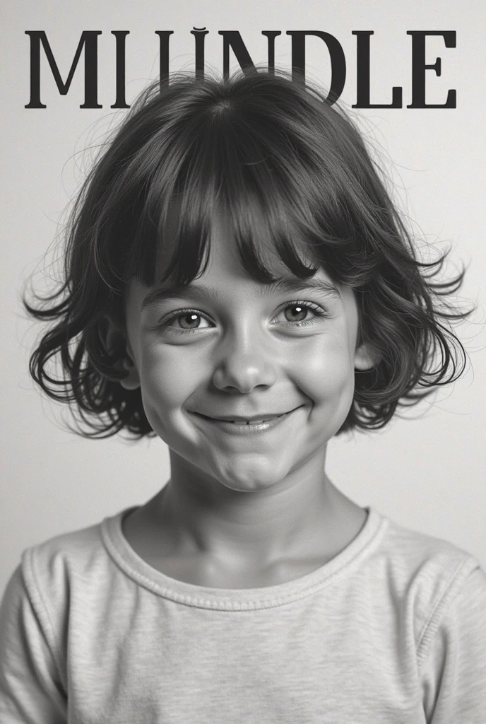 Beautiful portrait of a 2 years old baby, brown curly short hair, fair skin, smiling, blue eyes, ultradetailed, soft light, grayscale, black and white, (high contrast), photorealistic, realistic, detailed skin, natural light