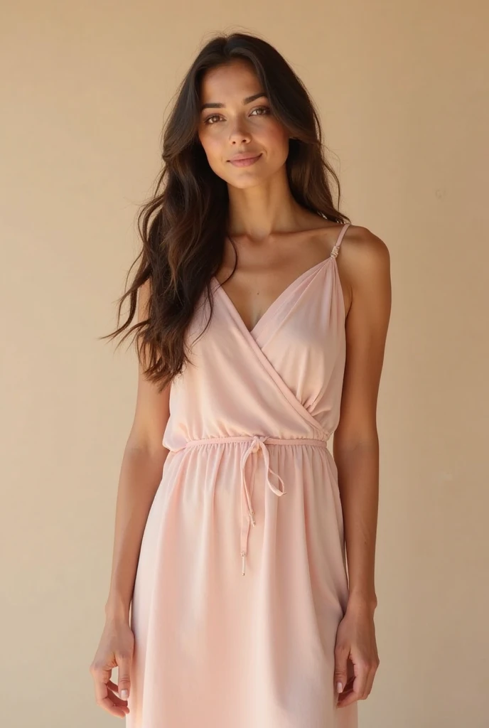 JEUNE FEMME, corp entier, robe rose