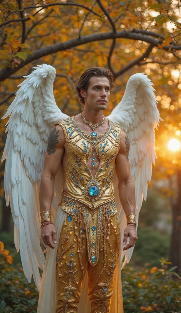 Homem romano realista beleza masculina nariz fino labios carnudos queixo qyadrado diamante. With angel wings on golden heads