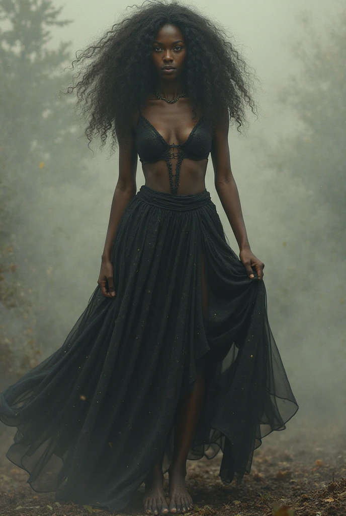 Pomba Gira Sete leaves the crossroads, Bullish ,Bblack hair , Epochal dress