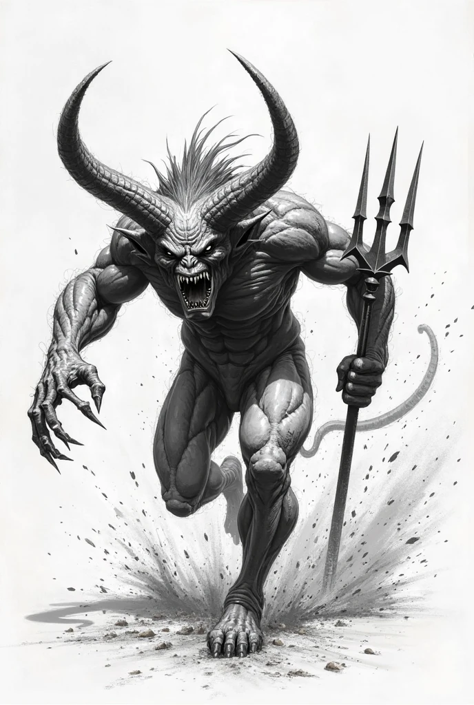 drawing of a horned man holding a Gun in his hand, horned god, with horns, fit male demon with white horns, demon horn, angry god anubis, doom demon, in a horned helmet, ink and ballpoint, drawn in fine-tip pen, drawn in ballpoint pen, inspired by Heinrich Kley, baphomet, in quicksand, hang from a tree with a rope knot from his neck, couldnt die so he put a gun down on his head