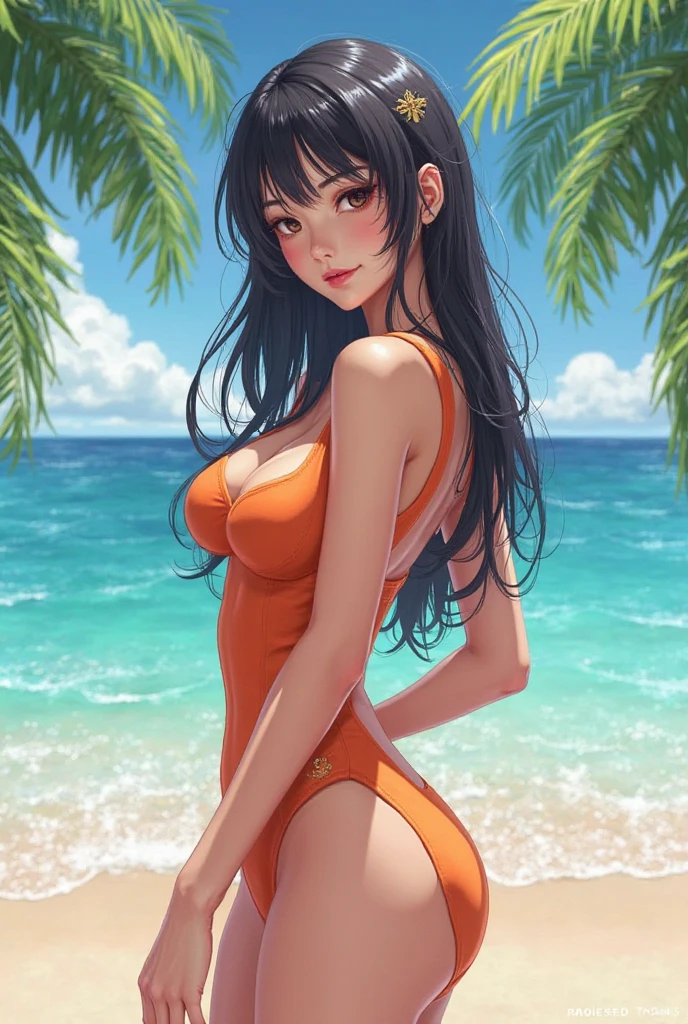 Sexy anime girl in swimsuit
