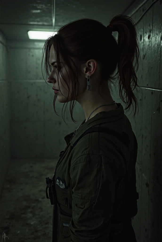 With her striking red hair and piercing green eyes, this hacker girl is a force to be reckoned with as she takes on the world's most secure systems. The realistic rendering of her surroundings, from the intricate code on her screen to the shadows in the corners of the room, make this image truly captivating.