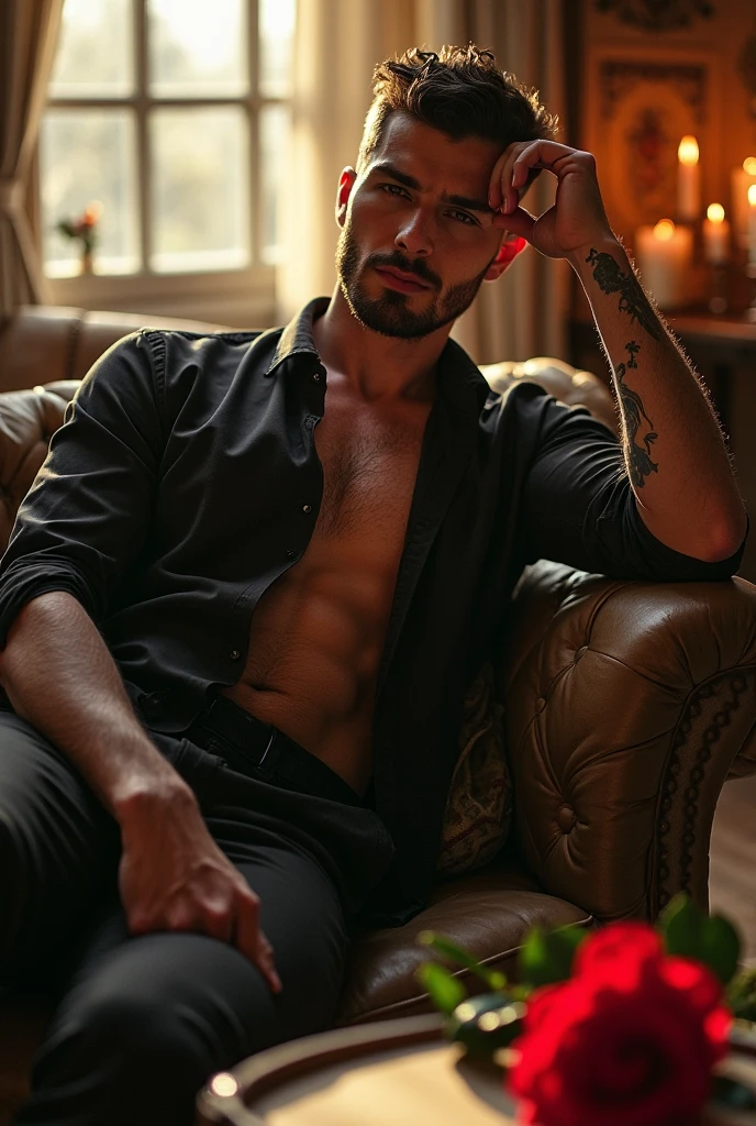 Manu rios as a sensual incubus with pink eyes and a big hard cock