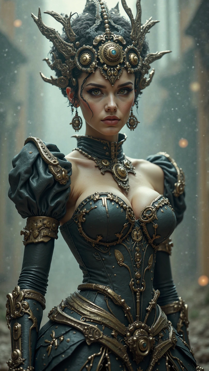 {{MAYABL2}},(space opera, A sci-fi medieval church,Blue and yellow theme),neat,depth of field,plant(Blue flower),
see-through gloves, belt,flowers tattoo,Master,(coat,overcoat:1.3),break(High_neck bodysuit),break enchanted (Cassock,suspender skirt),jewelry, necklace,earrings,(hair ornament:1.1),
(masterpiece:1.3),(photorealistic,ultra-realistic,best quality,insane detailed:1.3),8k,(Cinematic light contrast,saturated colors,soft light, sharp),light particles,ray_tracing, reflection light,film grain,soft,moody lighting,dramatic,High quality texture,
(skin texture,flawless skin,beautiful image:1.3),sweaty skin,smile,royal,divine,elegance,
(carefully cut hairstyle,blue hair,Updo,swept bangs),(makeup,blue lipstick,mascara, blush,eyeshadow:1.1),(Thick body,hourglass figure,mature female:1.3),,cowboy shot,soloï¼
<lora:mayabl2-guy-v3:0.6> ,<lora:FlowersFashion:0.45> flowersfashion, <lora:detail_slider_v4:2> ,more detail,