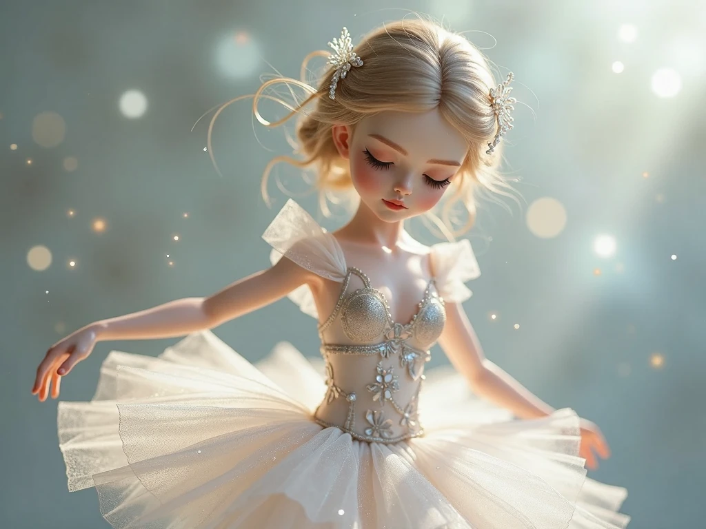 #quality(8k,wallpaper of extremely detailed CG unit, masterpiece,hight resolution,top-quality,top-quality real texture skin,hyper realisitic,increase the resolution,RAW photos,best qualtiy,highly detailed,the wallpaper,cinematic,golden ratio), BREAK ,solo,(a girl is dancing a ballet at the very edge of the rooftop of the skyscraper),solo,#1girl(chibi,cute,kawaii,teenage girl,blonde hair,ballet bun hair,hair floating,hair messy,white tutu dress,ballet shoes,ballet dancer,breast,full body, from above),#background(dark,at midnight,beautiful city lights,from above),long shot,wide shot,(from above:2.0),vivid color,aerial view