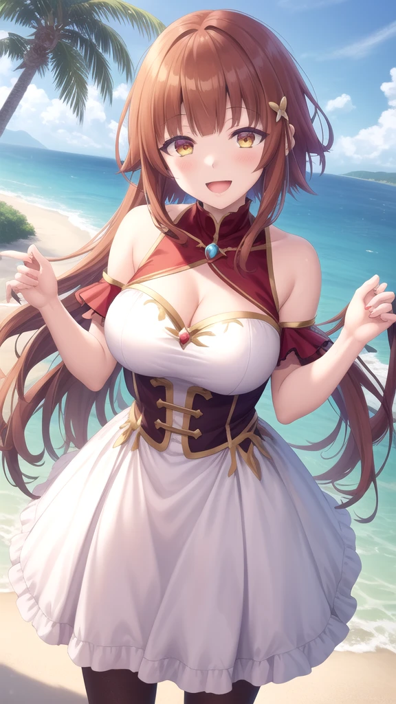 ((Highest quality、、masterpiece:1.3)), Upper Body、Long legs、Sharp focus:1.2, Beautiful woman with perfect figure:1.4、(Smiling:1.2), double eyelid、30-year-old female、Sexy pose、((((Close your mouth、One Woman、Bunny girl,Beach、Tropical、Sandy Beach、Rocky area、Ocean))))
