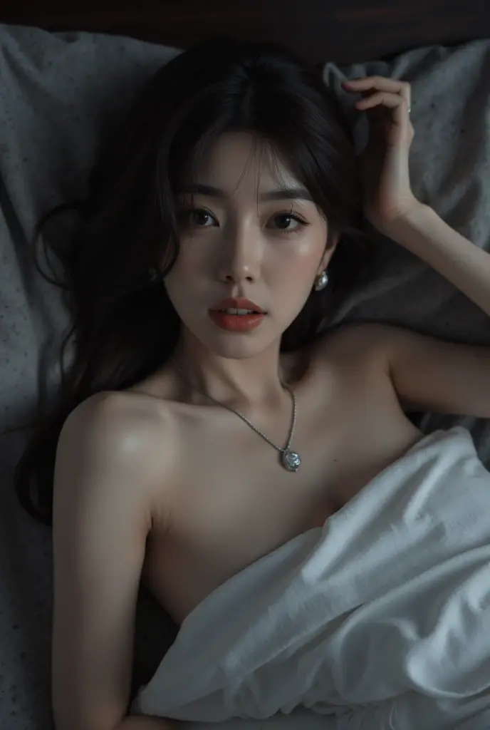 ((Highest quality, 8k, Realistic, Sharp focus, High resolution, Portrait Photography, 35mm Film, RAW Photos, masterpiece:1.3)), One girl, Young Korean girl fucked by perfect penis, (Full Body Shot), Browsing Caution, Slender body, (Small breasts:1.4), expensive, K-Pop Idols, (throw, look at me:1.3), bangs, Lying in bed, Missionary position vagina, Spread your legs, , Young girl,(((Completely naked))),,(((nsfw)))