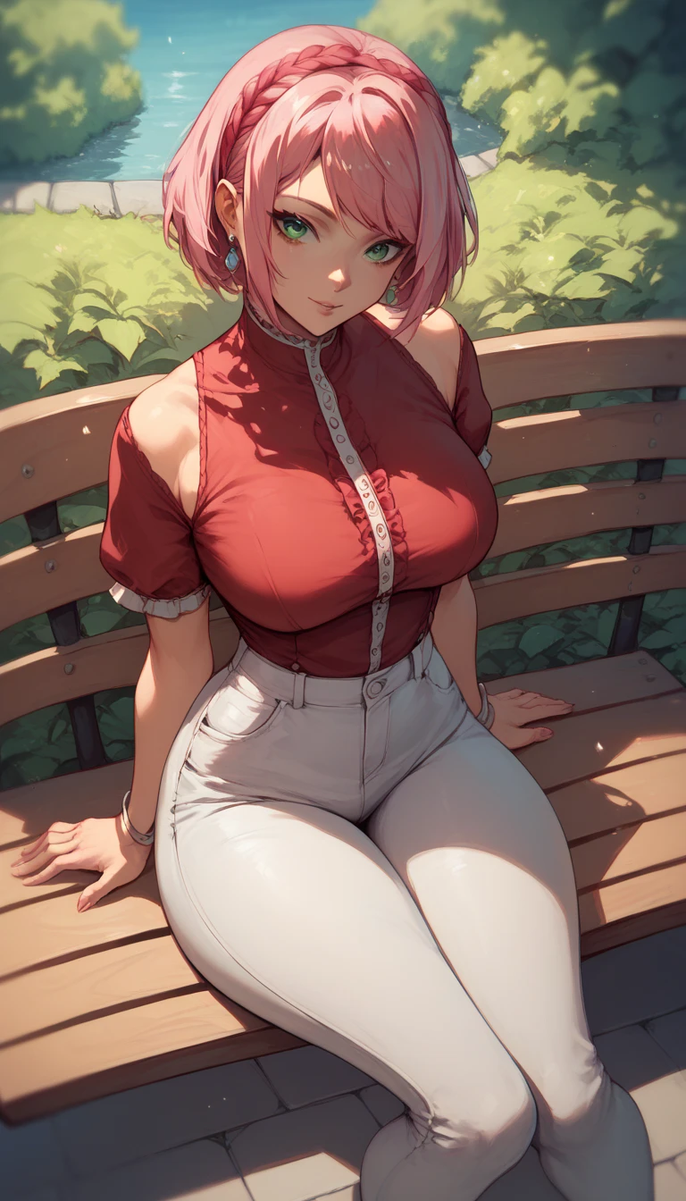 short beautiful young adult women, fox girl, chubby, plus size, tan skin, blue eyes, freckles all over body, short pixie cut hair, messy hair, pink hair, big round glasses, medium c-cup breasts, shiny skin, cutesy, outdoors, waiting, looking curious, magical