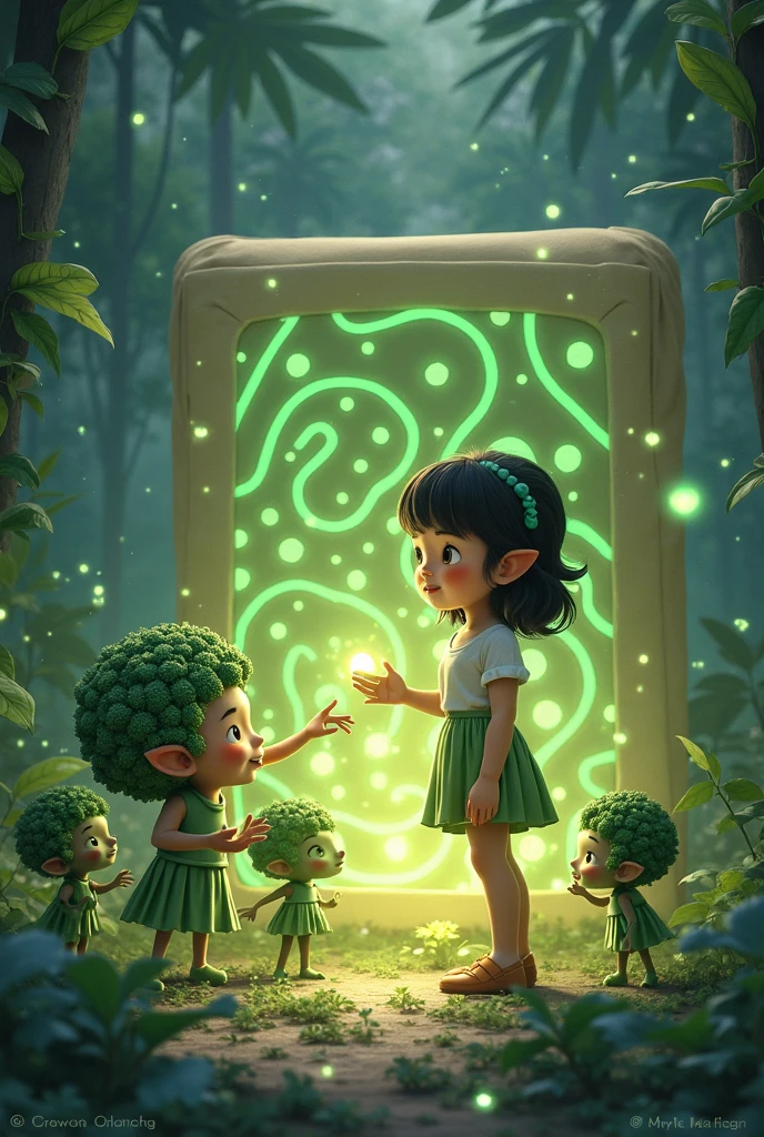 There's a meNINAS KIDS BLONDIES holding a lamp in her hand, verde brilhante, brilho verde, green lighting, brilho verde, photo manipulation, Magia Verde, he is casting a lighting spell, luz verde, energia verde, neon verde, Aura verde, little girl with magical powers, amazing color photograph, Luz ambiente verde, brilho radioativo verde, photo - manipulation, amazing photo