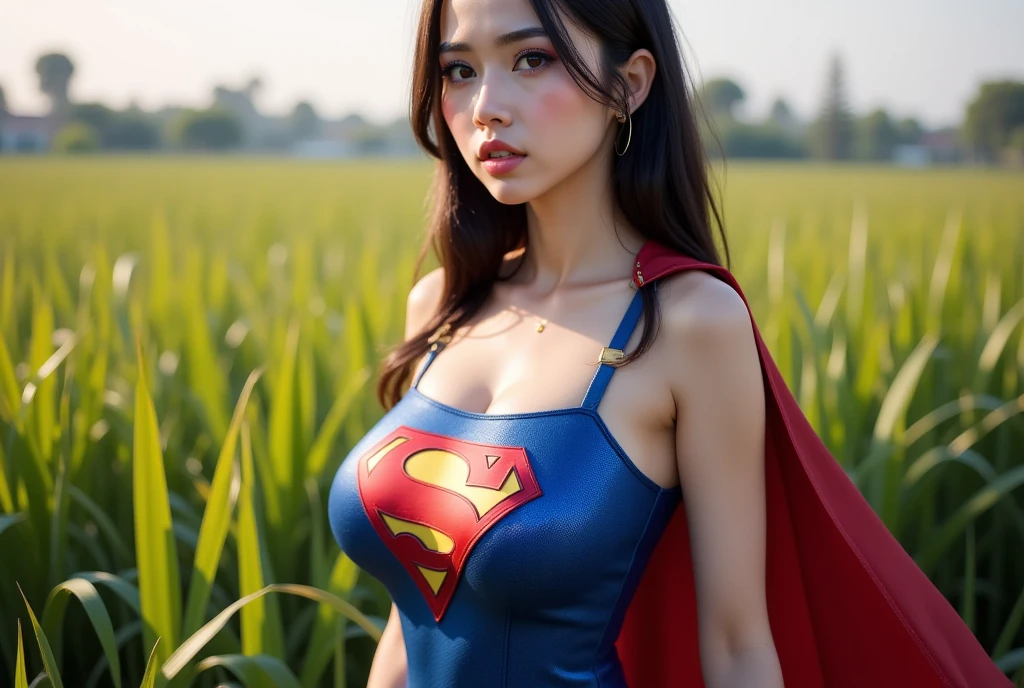 (((Superwoman Cosplay)))、High resolution symmetrical images, Japanese film photo of a woman with colorful tattoos on her waist, chest and arms, Big mouth cleavage、(((Full body tattoos)))、 Large tattoo on the chest、(Lotus tattoo)、 (((close up chest, Underarm, 胸のAngle from below))), blonde braids, short hair, ((Art Nouveau)), (Ecstasy Face), (Alphonse Mucha), Small earrings, ((on the road, wood, Buildings in medieval Europe)), Angle from below、(Anatomically correct)、(Perfect body proportions)、(Natural Hands、Natural Fingers)、(Breast Goddess, Woman born from flowers, ((Round face)), Realistic Eye Size, Droopy eyes, smile,I'm bathed in dazzling light
