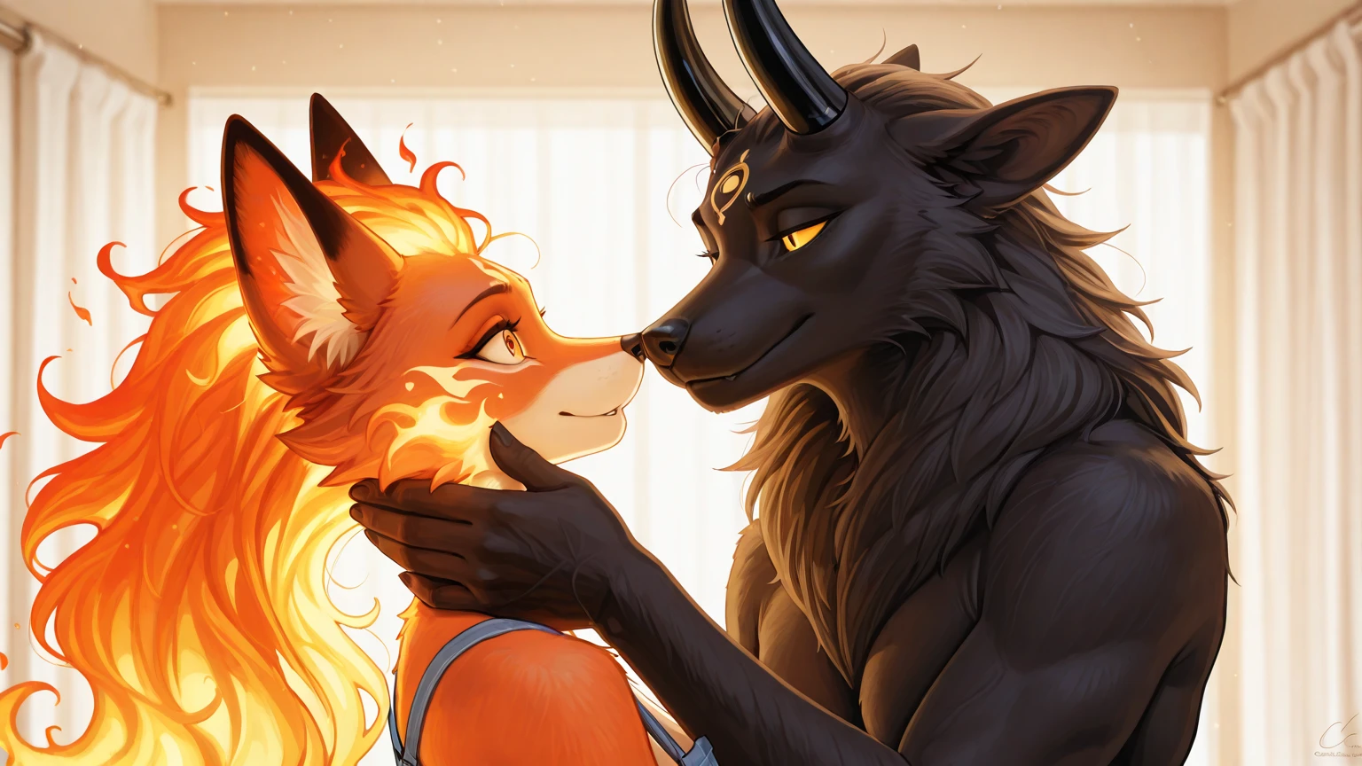kissing girls, furry, anthro, female, naked, panda, small breasts, thin body, young, standing on stage, with slave collar, legs spread, blushing face, mouth open, tongue hanging out, lewd, rubbing breasts, hugging partner, at night, with torch light, fantasy brothel stage , super detail, masterpiece, super detail, high quality, high resolution, high detail, messy hair, with crowd of naked onlookers