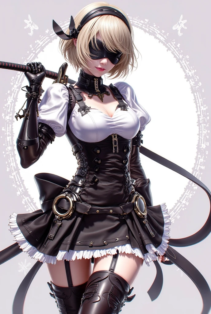 (Best Quality, Masterpiece: 1.1), (Fidelity: 1.4), 1 Girl, Upper Body, Very Short Hair, Studio, BDSM, slave, Black Corset, Bondage, Slave Collar, Slave, Panties, Woman Tied With Rope, Blindfold, Handcuffs, Bondage, BDSM, Bound --auto