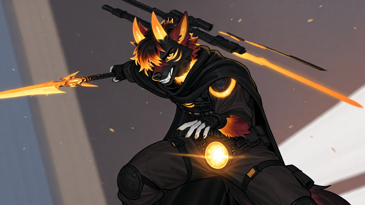 solo, fire, 1boy, weapon, white background, simple background, male focus, belt, horns, club (weapon)