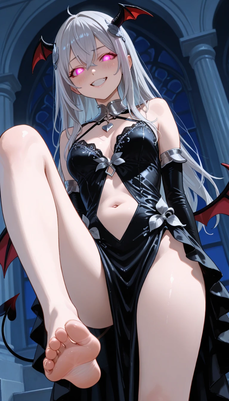 beautiful vampire girl, smile, bat wings, small bikini