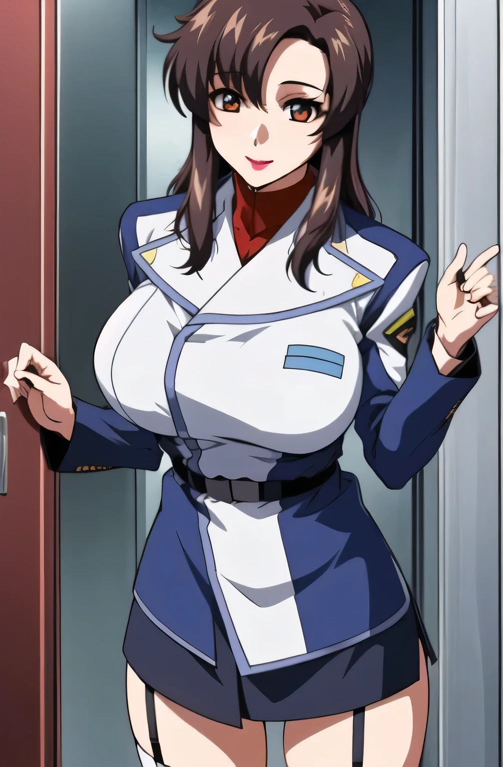 don't put anything in your mouth,Wear 2 high stockings,garter belt着用,are wet and her skin can be seen through,with hair、my black panties, I want to see my nipples through my skin when wet,(顔の表情をもっと繊細にPlease draw it),Please draw big breasts even bigger,I'm wearing thigh-length boots ,Raped,draw big breasts even bigger breasts,with hair、my black panties,wet 、I want to see through her skin,,garter belt, 2-high stockings , 顔の表情をもっと繊細にPlease draw it, mature, sexy, 40 year old woman,, Lift her clothes。and you can see blue panties, , office lady uniform,Please draw the length of the skirt even shorter 顔の表情をもっと繊細にPlease draw it,The skin on the jacket is hidden by the uniform,That's enough for me,顔の表情をさらに繊細にPlease draw it, simple background , Please draw big breasts even bigger breasts,draw the length of the skirt even shorter,
Military uniform, Military, jacket, blue and white uniform ,draw a shorter micro skirt, my whole body,
前hair,big brown chest_hair, length_hair,red eye,lipstick,Compensate,
Girl in the back , mature, sexy, 40 year old woman,, young woman ,beautiful fingers,美しい length legs,beautiful body,Beautiful Nose,Beautiful Character Designs, perfect eye, COMPLETELY COMPLETE,expressive eye, perfect balance ,
,(Focus on her 顔), Please draw it , (innocent_big_eye:1.0),light_smile,
Official Art, -with hair 、 Unity 8K Wallpaper (((Animated CG is used in the work))) ((( in this work 、It's very important to accurately draw 5 fingers)))