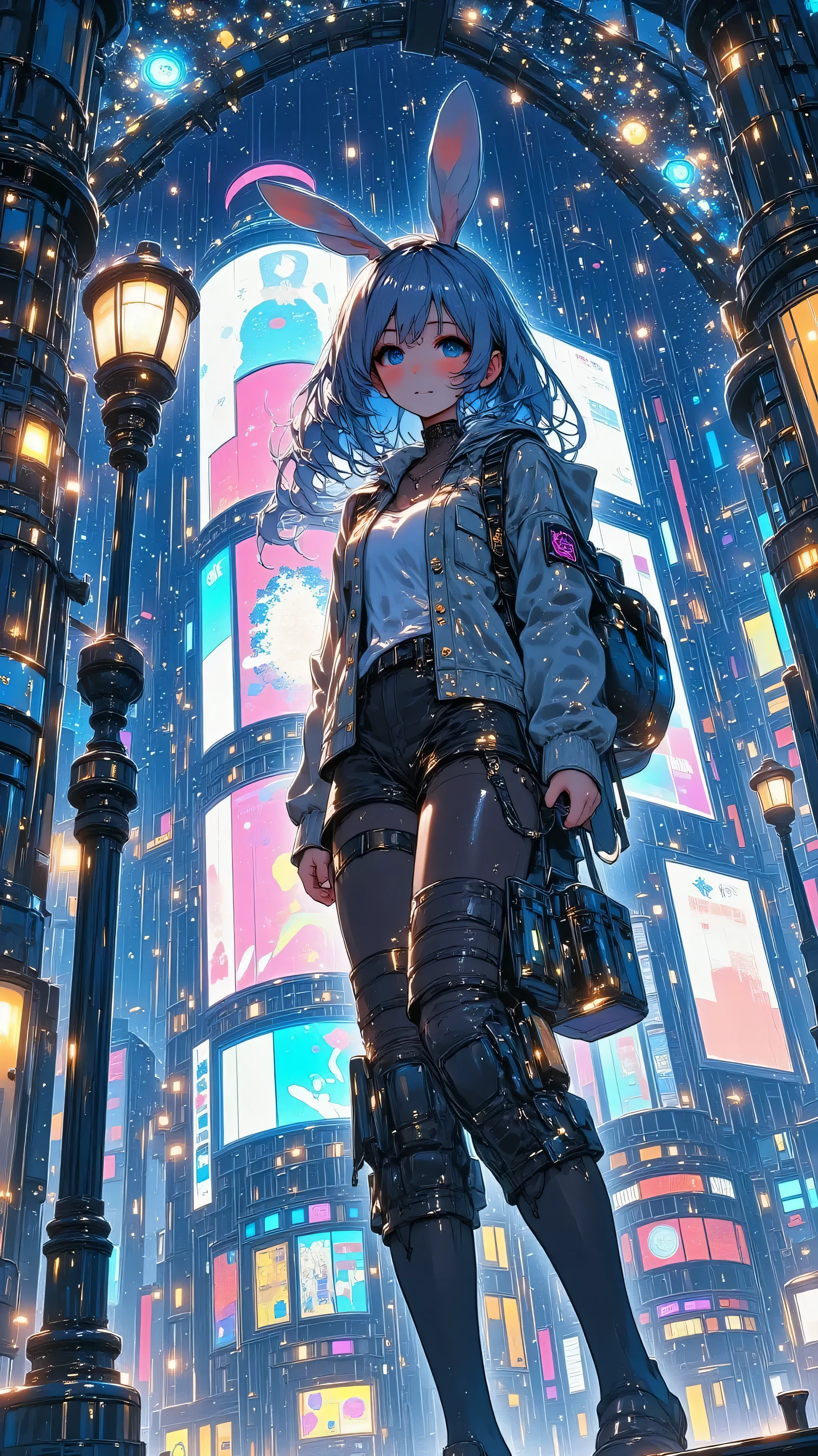 girl, night city ,rain, comments,pocket