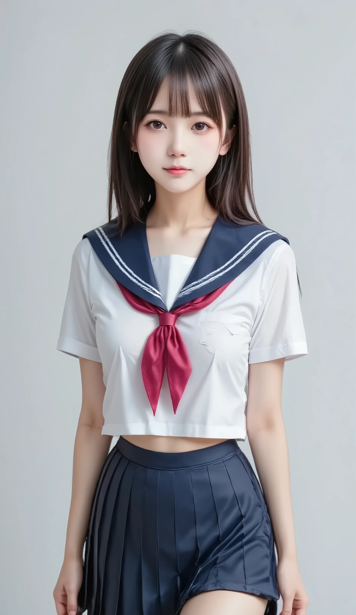 photo、real、stand facing the front、Look straight at the camera、smile、