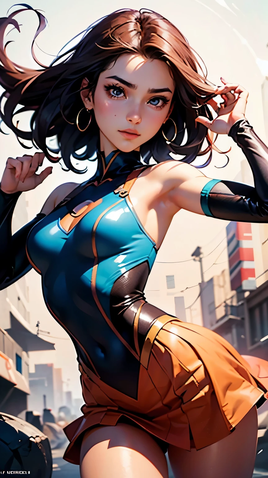 (Masterpiece, best qualit, HIGH RES:1.4), (((a 1girl))), Portrait of a beautiful gothic mysterious girl, on the street, ((Beautiful female face)), Young aristocrat, ((Successful composition)), ((paint splashes)), intricate jewelry made of gold and sapphires