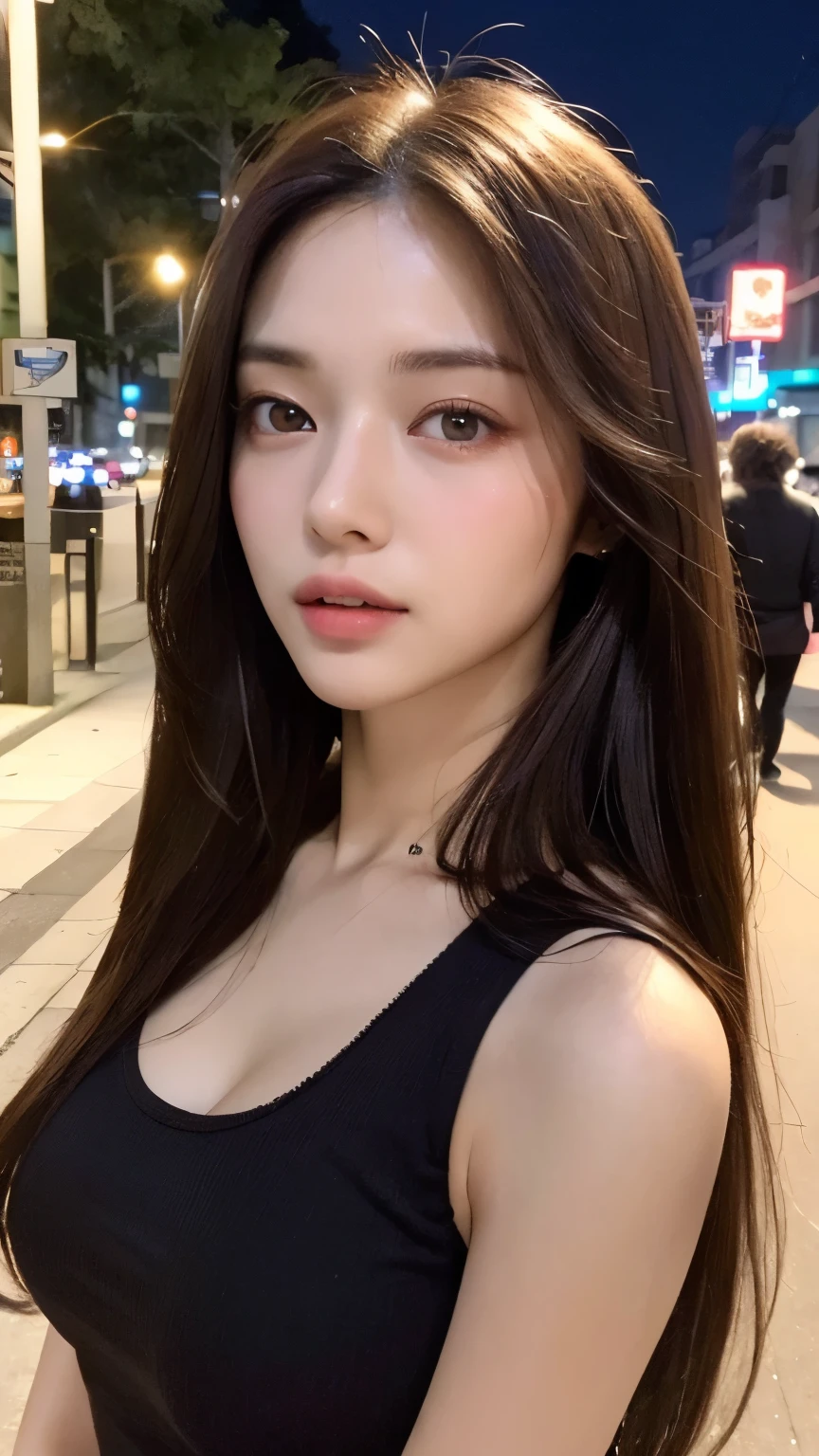(​masterpiece、realisitic:1.3)、(extremely intricate1.2)、(Photorealsitic:1.4)、(Very delicate)、(A hyper-realistic:1.3)、hyper realistic photography、the Extremely Detailed CG Unity 8K Wallpapers、Raw photography、ultra wide camera、atmosphere of night、Artistic style、(Canon 5D、105mm lens、F / 1.Shot with 4 apertures)、full body Esbian、shinny skin、real looking skin、Colossal(Zingandik)breastsout、the pose、clinic、Good Hand、 Good face、hight resolution、Cap:1.3、((Hasselblad photo))、Fine skin、Sharp Focus、(Cinematographic lighting)、鎖骨、softlighting、dynamic ungle、[:(详细的脸:1.2):0.6]、Wide resolution、cleavage of the breast、(((urban backdrop)))、