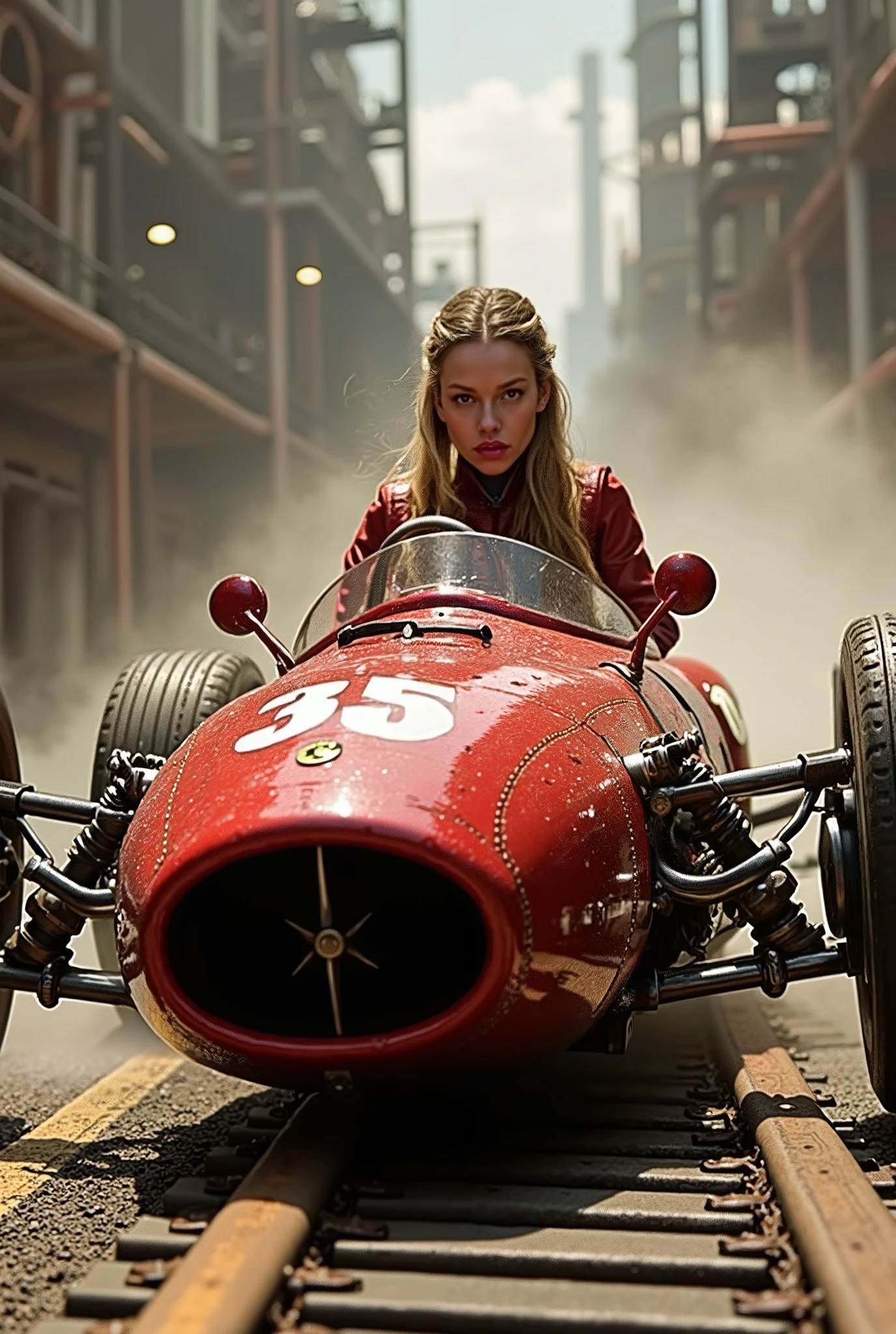 💋High-speed Steampunk: Motorsport dominatrix rules the race track with Formula One Ferrari