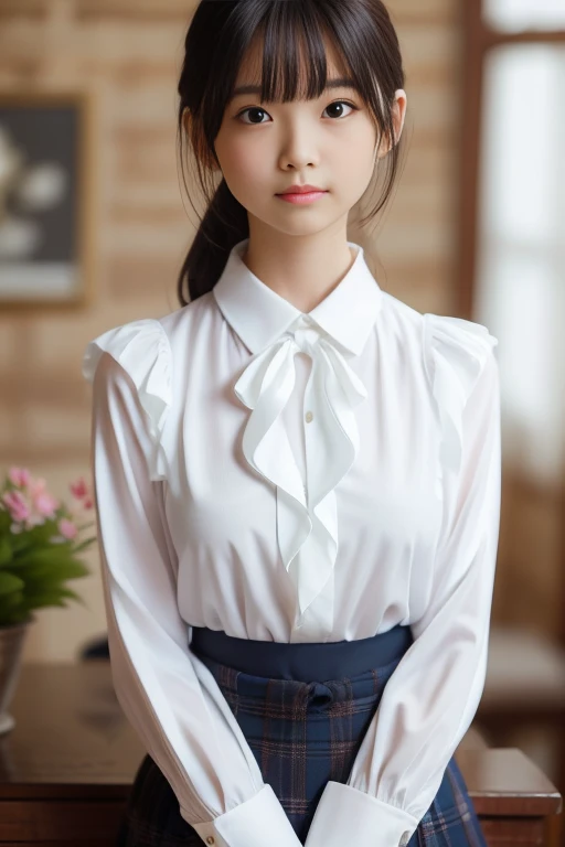 ((from below:1.5)), ((whole body:1.5)), (ultra detailed), (masterpiece), (best quality), Highest quality, Realistic, Surreal, Highest quality, Extremely detailed CG, Very delicate and beautiful, 16K wallpaper, High resolution, 1 Girl, 38歳の日本people々woman, (small eyes:1.5), ((Two very small moles on my right cheek:1.5)), (Skin dents), Medium Chest, (bright), (Professional Lighting), (On University Campus), people々, Long Hair, (bangs:1.5), ((blouse:1.5)), (I wore it:0.8), Nice, bloom, Floating Hair, (Dynamic pose:0.6), Chaoyang, bench, Sitting, Spread your legs, (Shy Smile:1.2), Thin lips, slim, (Highly detailed face), (Highly detailed facial expressions), (Face the front completely:1.5), ((Looking into the camera:1.5)), Slender body, Large file size,