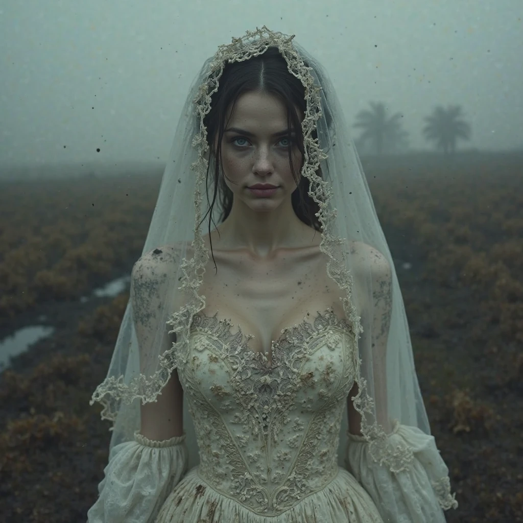 Emily, copse bride nude at cemitery, open legs, pubic hair, beautiful face, perfect eyes, bridal diadem