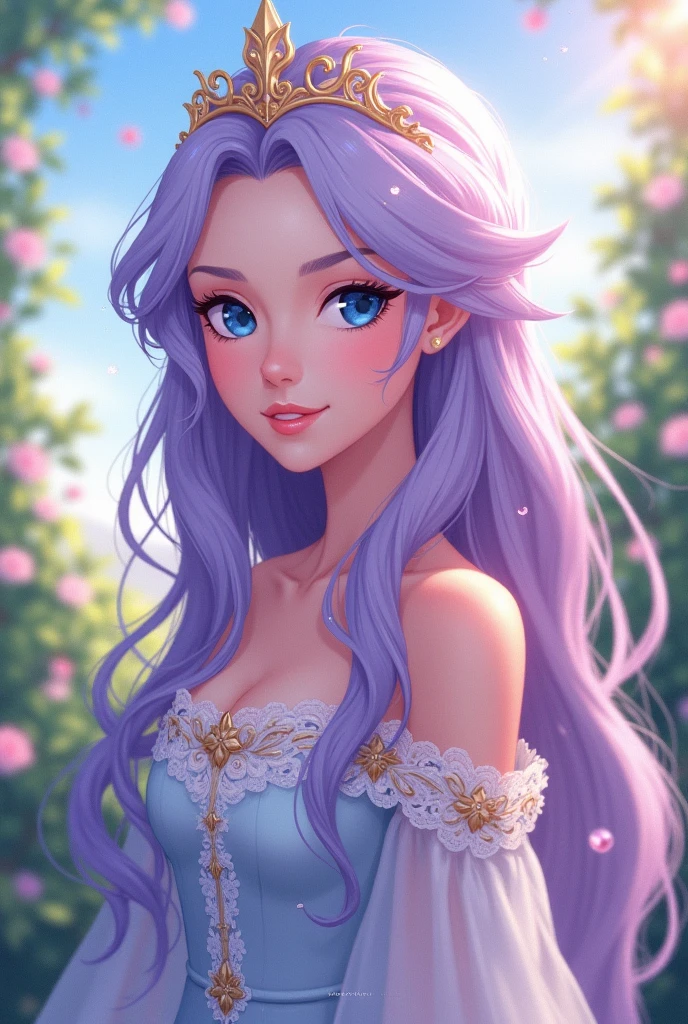 (((work of art))), best qualityer, illustration, 4 k wallpaper, cinematic light, absurderes, portrait painting of 1girl, long hair, purple crystal hair, shiny hair, flowery, princess of trapois, looking straight ahead, fully body