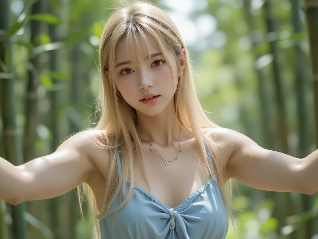 anorexia pictures, emaciated, wearing sweater、slender female model, Blonde hair, Upper body photo, Incredibly slender body, very slender body, Emaciated body, Smallest waist ever, well-defined clavicle, well-defined hip bones, well-defined ribcage, extremely thin arms and legs, weak and fragile body, masutepiece, Anatomically correct, Textured skin, Super Detail, high details, High quality, Best Quality,Protruding milk、Park background