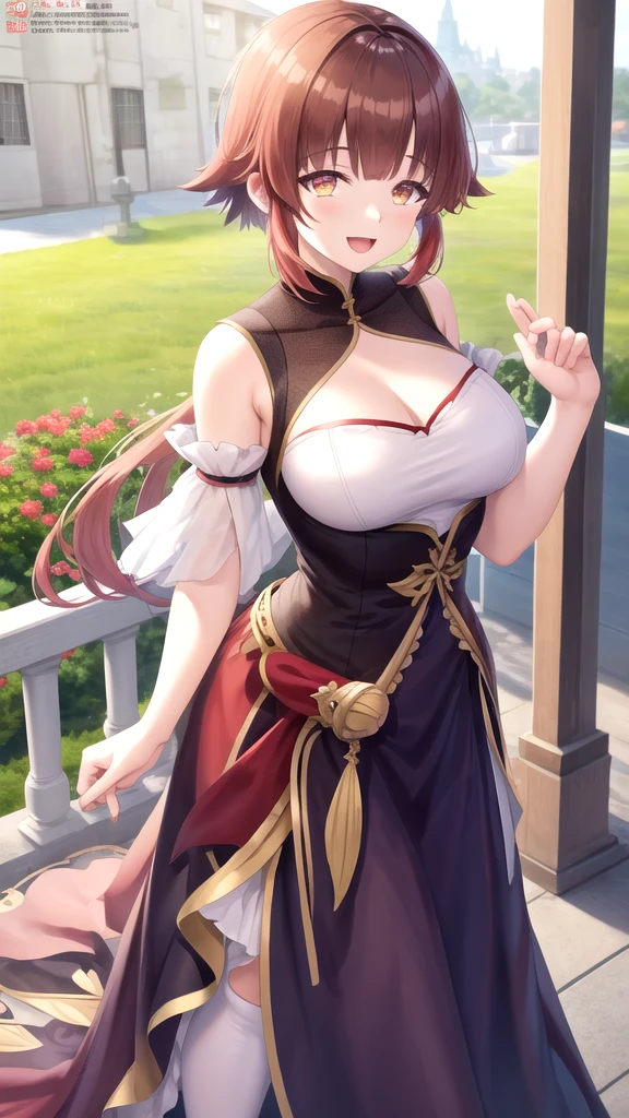 1girl, huge tit,grin,1boy, pov_hand, masterpiece, best quality, very aesthetic, absurdres,,1girl, himeko \(honkai: star rail\), honkai: star rail, red hair, long hair, breasts, yellow eyes, large breasts, gloves, dress, jewelry, hair between eyes, white dress,Wallpaper Fusion, dappled sunlight, day, flower, hydrangea, leaf, light rays, nature, outdoors, path, plant, purple flower, scenery, stairs, sunlight, torii, tree, wisteria,luminous butterflies, fluttering butterflies,