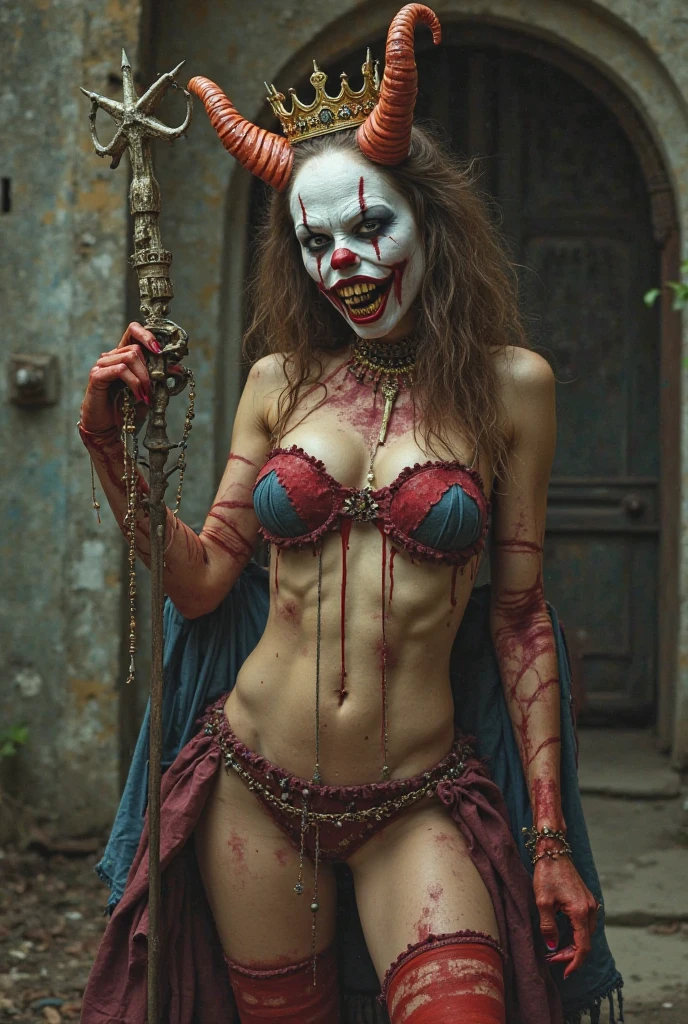 a dark and eerie night carnival, a lone clown looking up at the sky, horror style, dark moody atmosphere, cinematic lighting, haunting, abandoned, gritty, surreal, creepy, unsettling, moody colors, dramatic shadows, mysterious, foreboding, detailed, high quality, cinematic, photorealistic