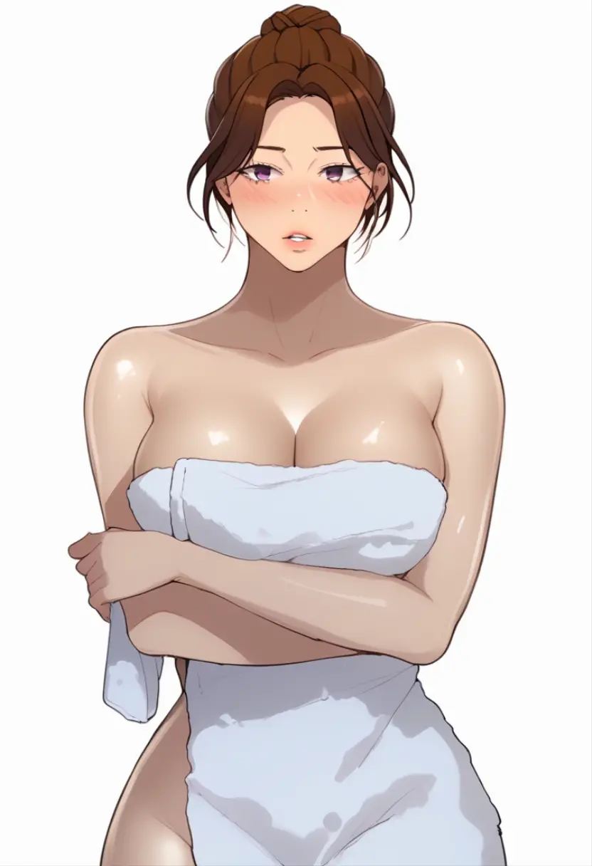 masterpiece、Frontal standing illustration of a nude sexy older sister for modeling purposes、White background、Stand up straight