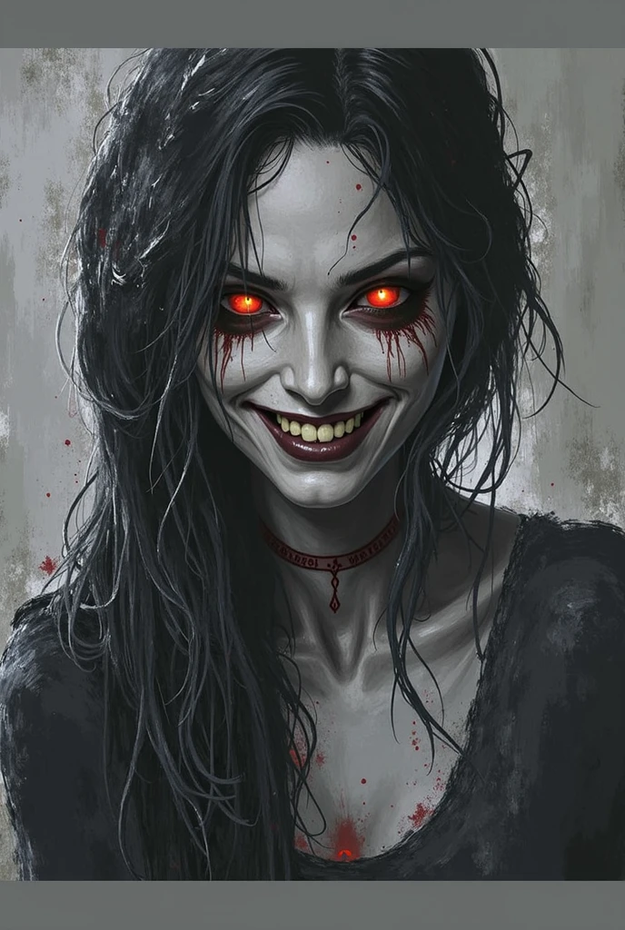 painting of female nurse in black dress with blood dripping down her face, (evil-grin) michael hussar, in red paint, intricate and intense oil paint, pale woman covered with blood, covered in red slime, hyper real oil painting, hyper real acrylic painting, oil painting hyper real, inspired by Gottfried Helnwein, blood dripping down the head, sergey zabelin